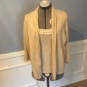 Loft Knit Cami and Jacket Set - Tan Size Small and Medium